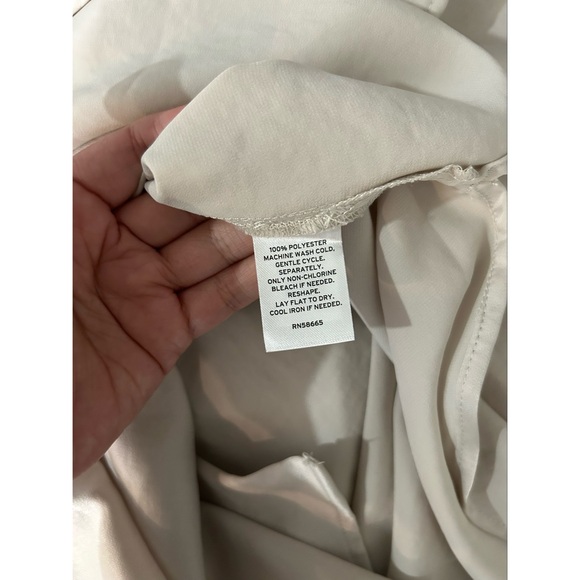 Nordstrom Rack Satin Dress Size Small Ivory Gray  Midi Long Sleeve Button-Down - Picture 5 of 6